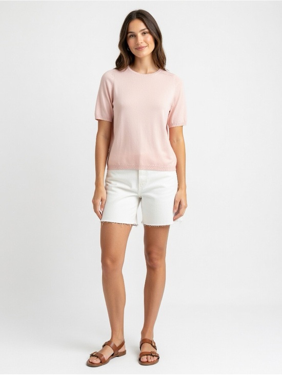 'S MaxMara Tops - 'S MaxMara Pale Pink Short-Sleeve Crewneck Top